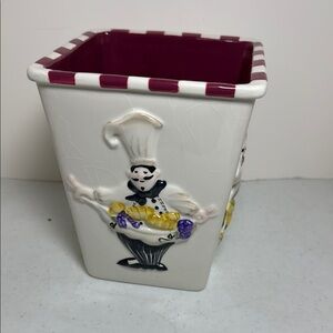 Sonoma Chef-Themed Ceramic Vase with Purple and Yellow Details